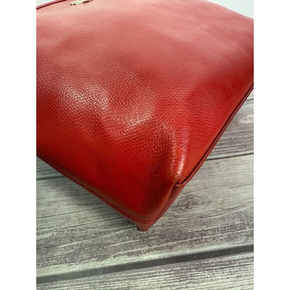 Coach Zip Top F36632 Red Crossgrain Leather Tote Bag EXCELLENT - Picture 16 of 16